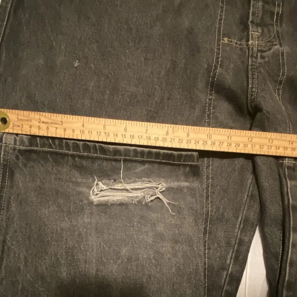 Marithé François Girbaud Men’s Black Wash Denim Straight Jeans Distressed